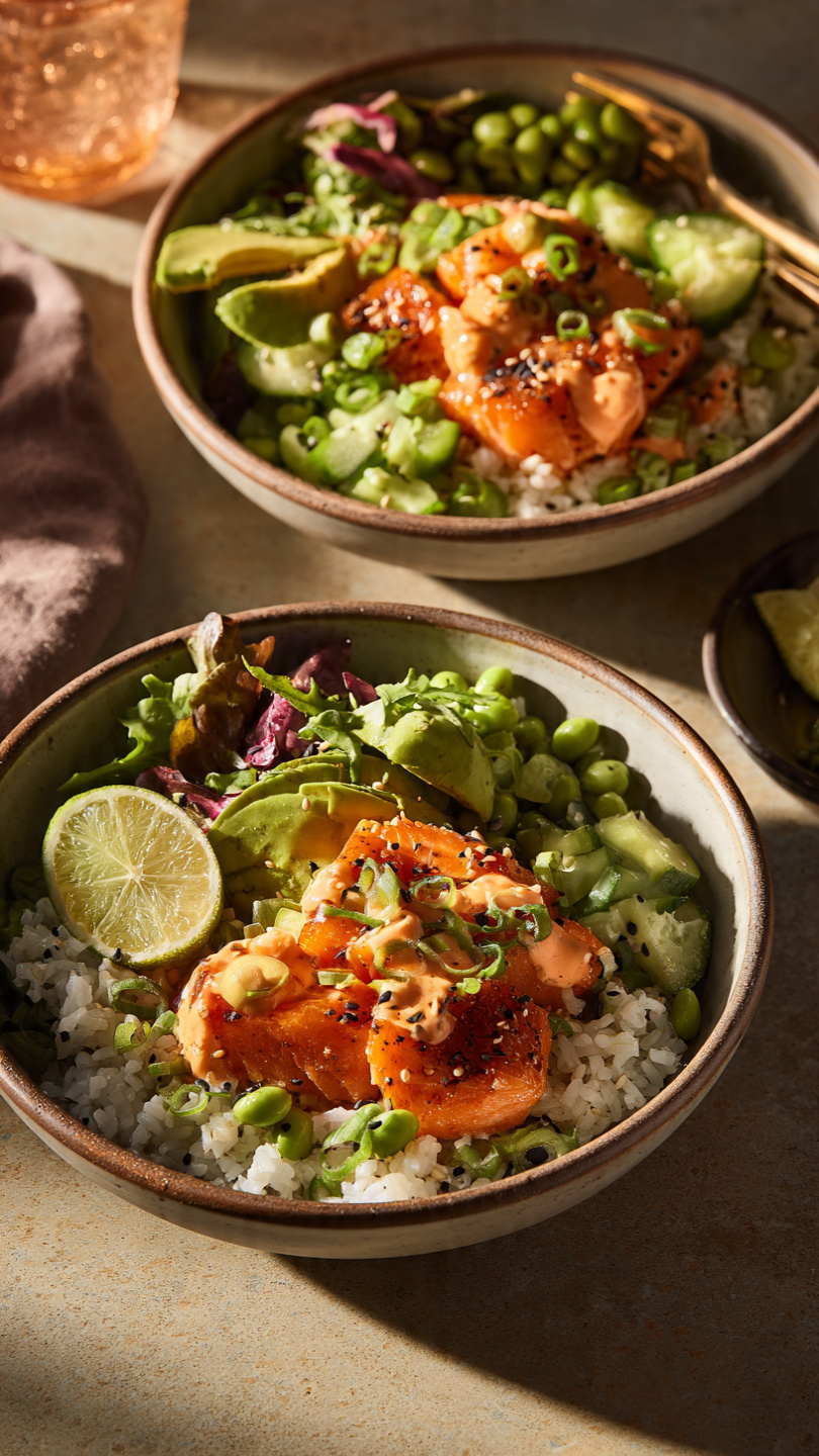 Bang Bang Salmon Rice Bowls