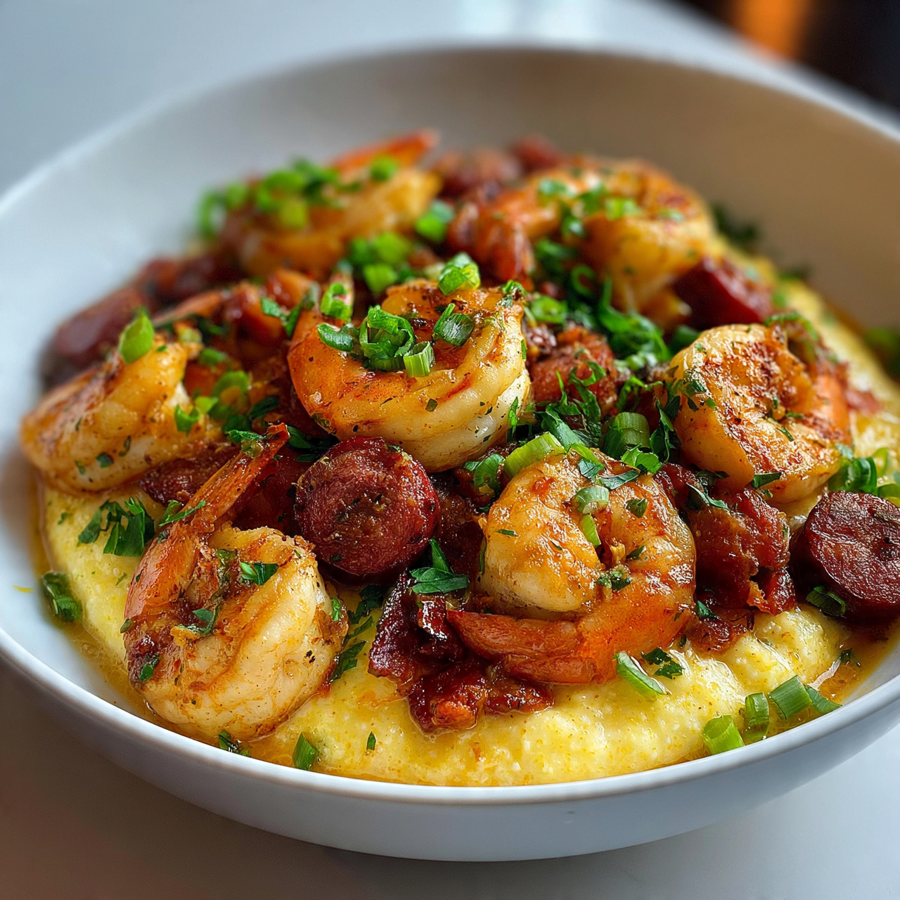 Cajun Shrimp and Grits with Andouille Sausage