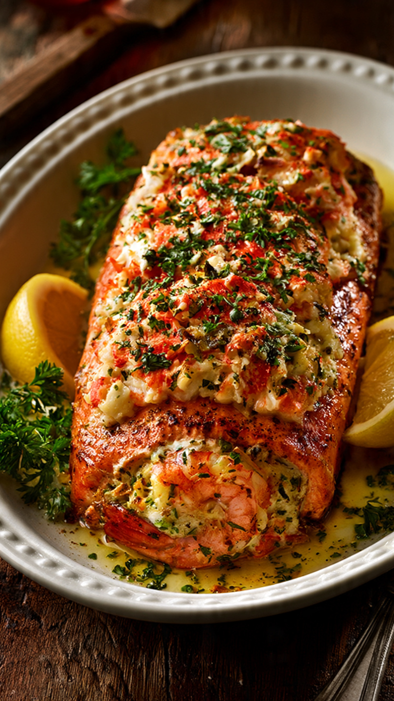 Crab and Shrimp Stuffed Salmon