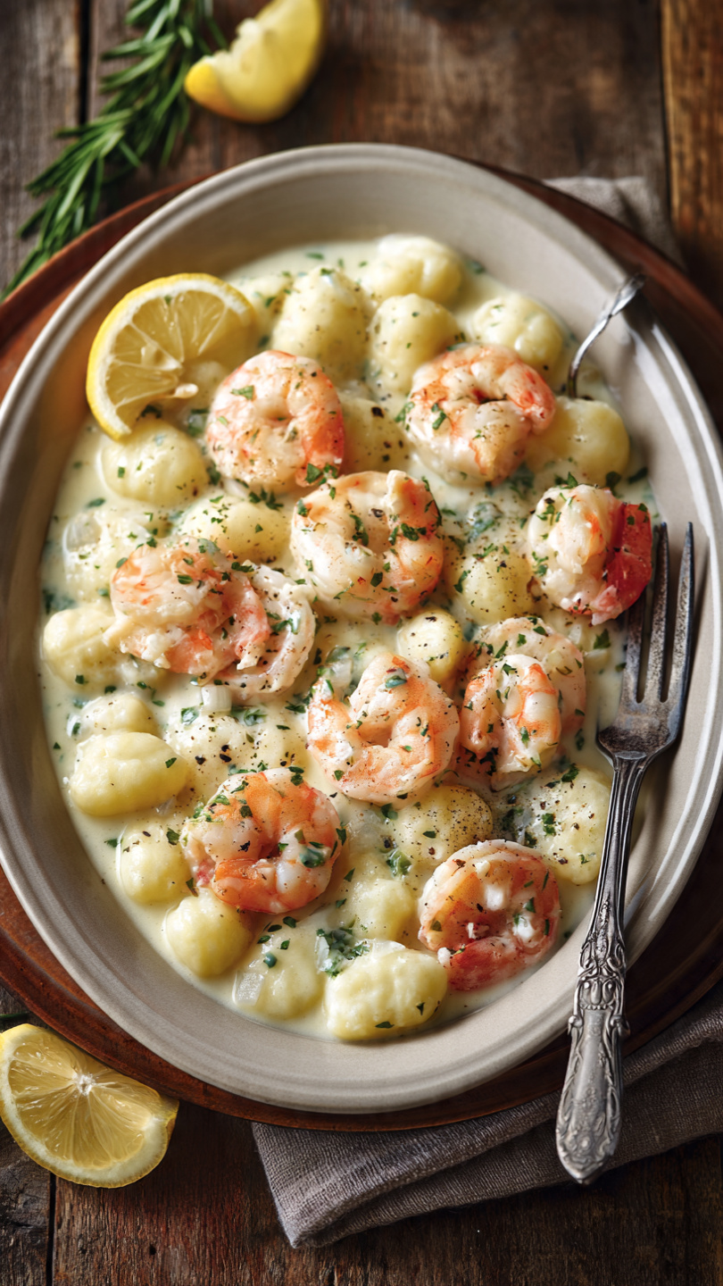 Creamy Lemon Garlic Shrimp and Gnocchi
