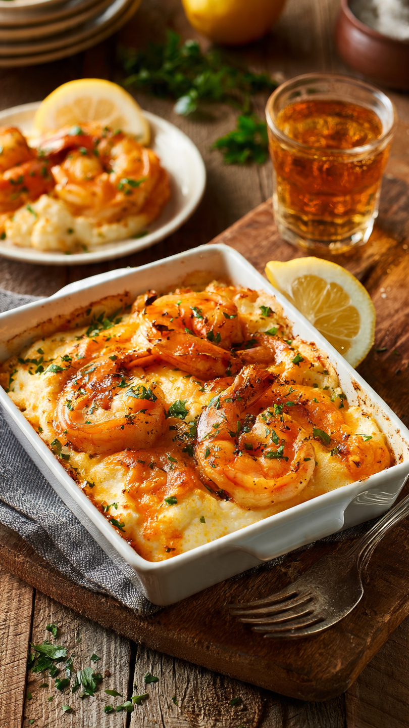 Spicy Shrimp and Gouda Grits Casserole