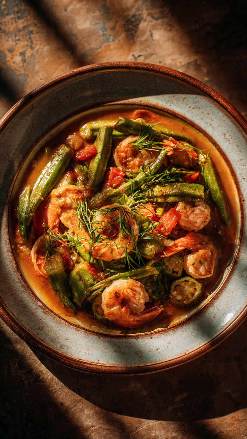 Smothered Okra with Shrimp