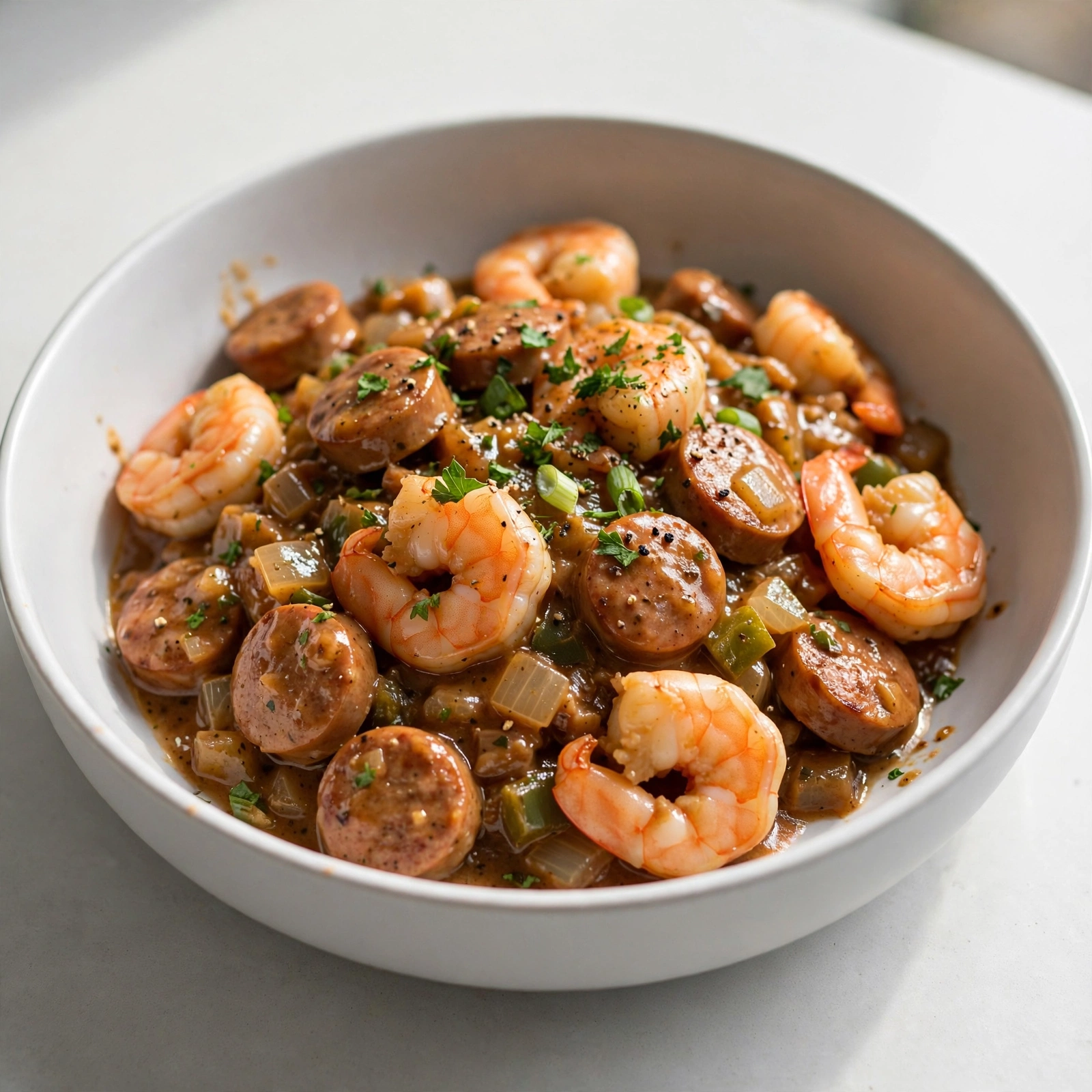 Smothered Shrimp and Sausage