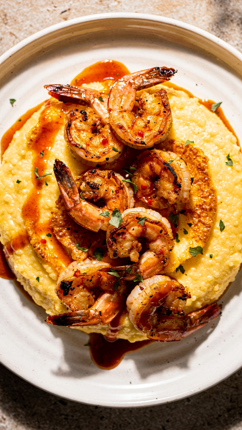 Spicy Shrimp and Creamy Polenta