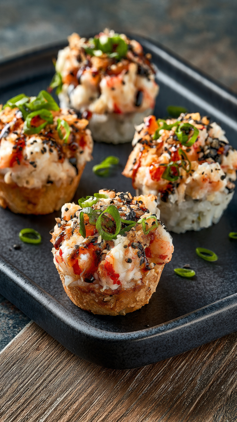 Sushi Bake Cups with Shrimp and Crab